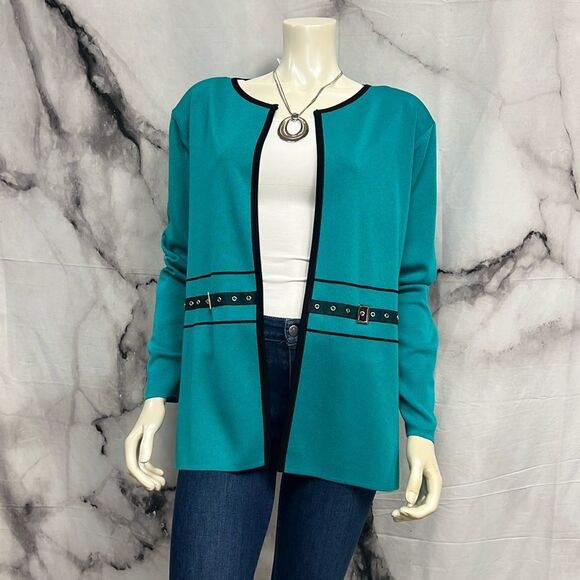 Misook jacket teal and black stripe - Picture 1 of 5